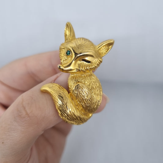 Einzigartige Antik Brosche aus den 50ern Modeschmuck"Golden Fox"