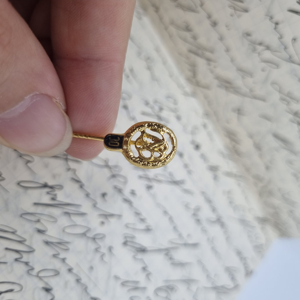 Einzigartige Anstecknadel Krawattennadel Antik Brosche aus den 50ern Modeschmuck Initialen D.S.B