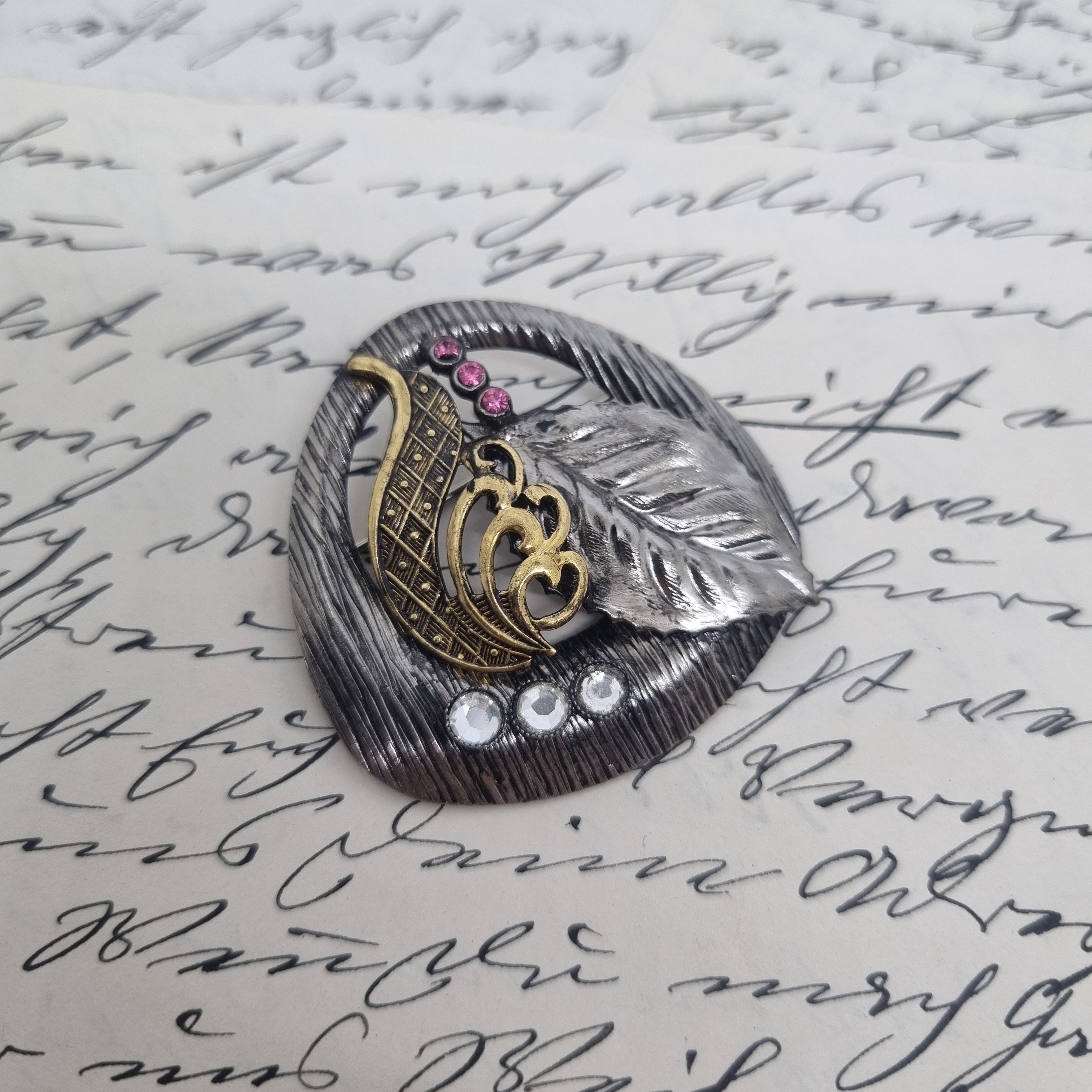 Einzigartige Vintage Brosche Antik 50er Jahre Silber Art Jugendstil