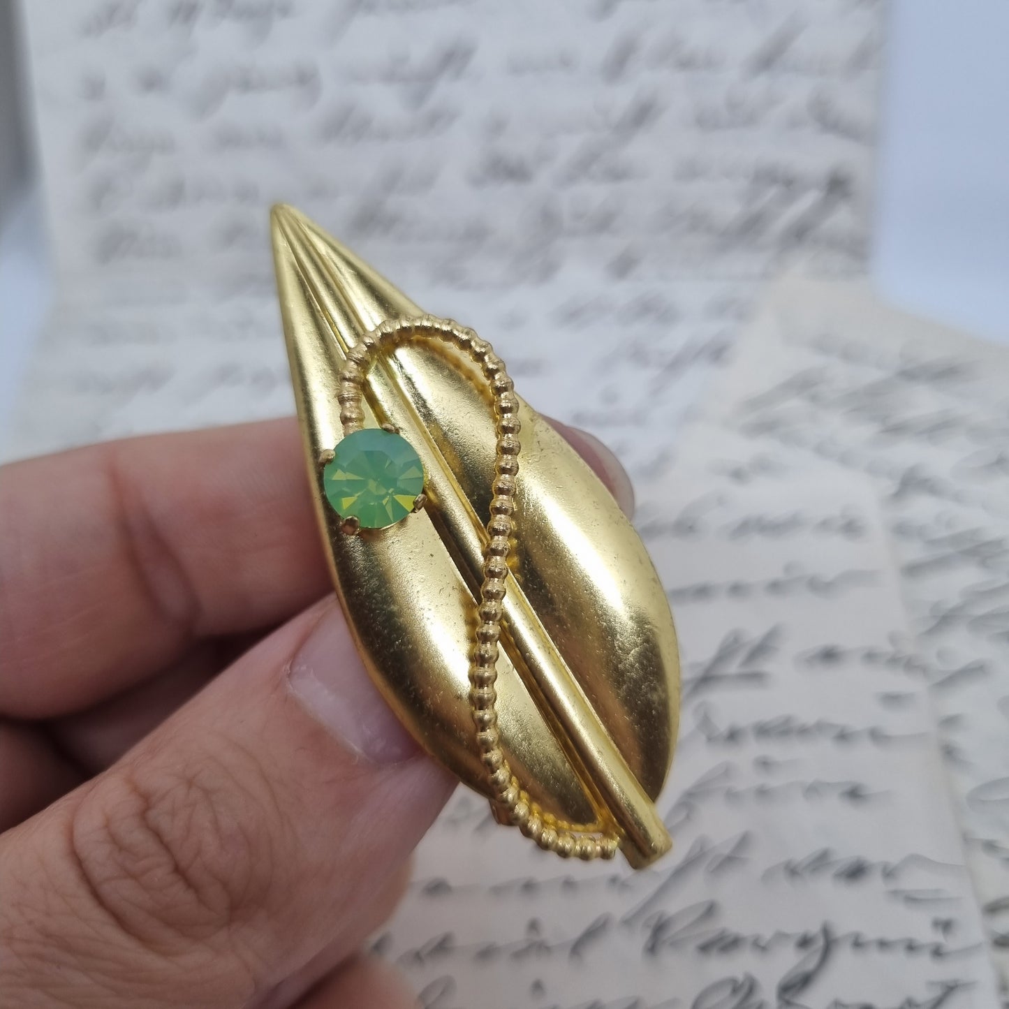 Einzigartige Art Jugendstil Vintage Brosche Antik 50er Jahre Gold Türkis