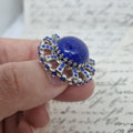 Einzigartige Art Jugendstil Brosche Vintage Brosche Antik 50er Jahre Blau Silber