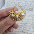 Einzigartige Art Jugendstil Vintage Brosche Antik 50er Jahre Gold Perlen Korb