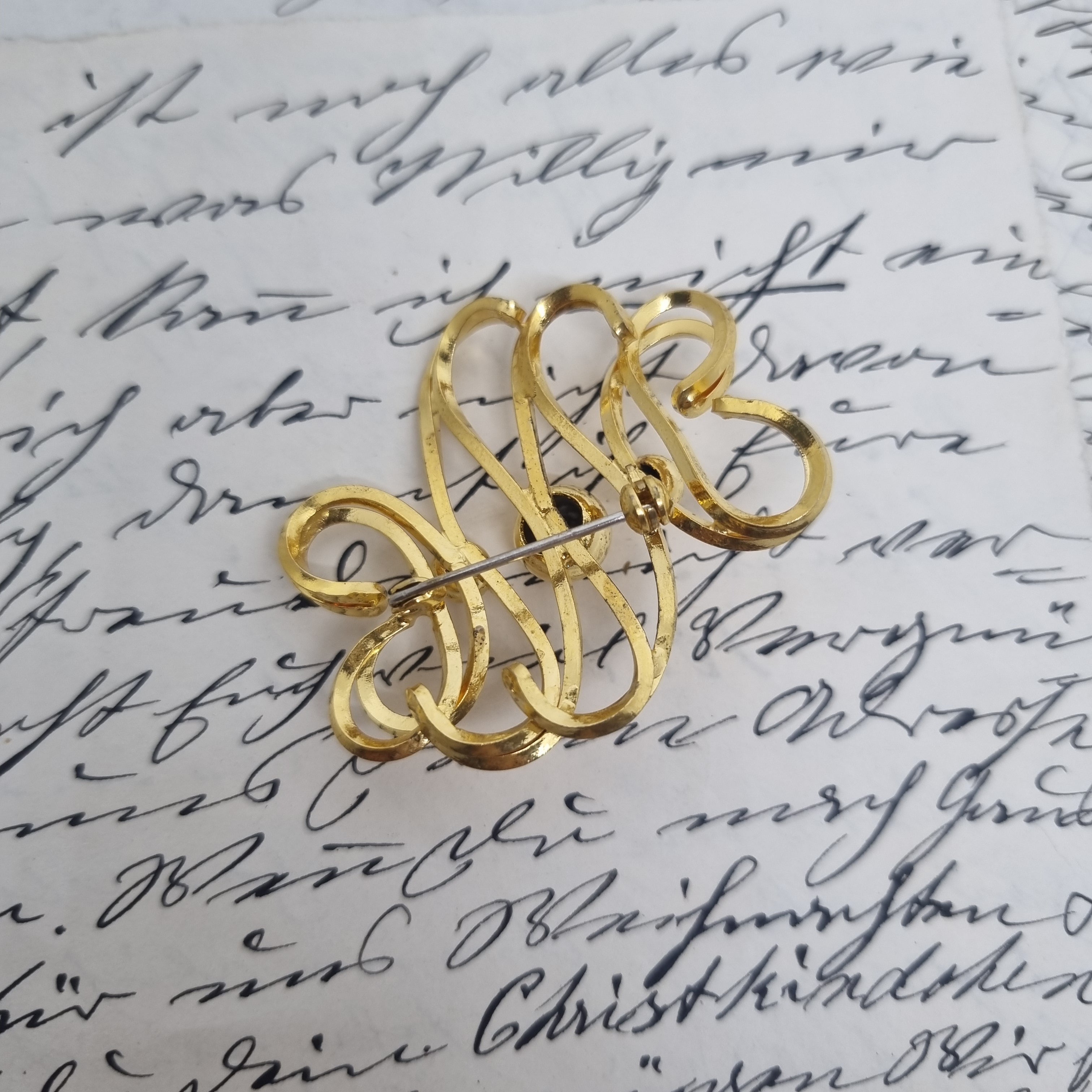 Art Jugendstil Einzigartige Vintage Brosche Antik 50er Jahre Gold verschnörkelt