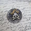 Einzigartige Vintage Brosche Antik 50er Jahre Silber Rund