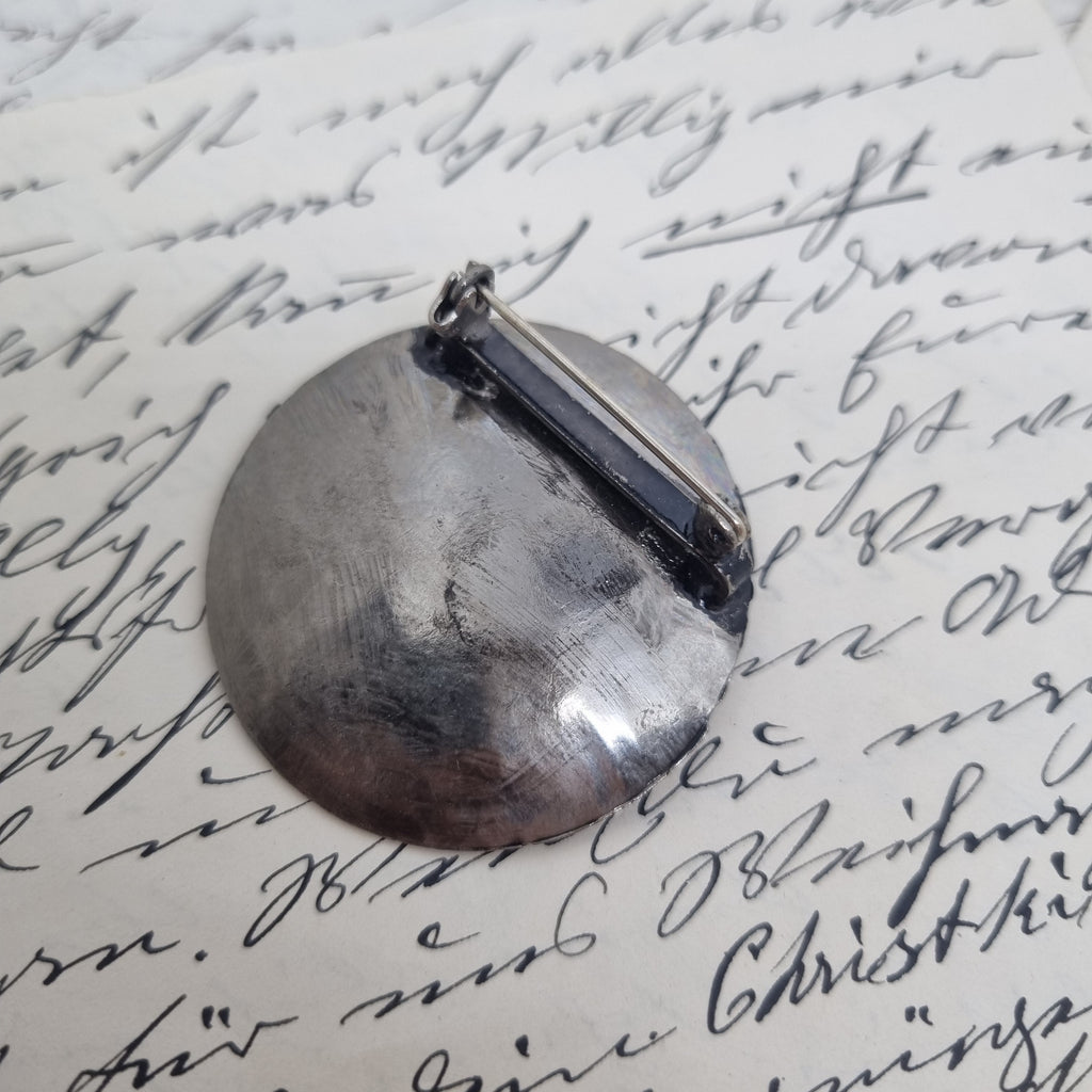 Einzigartige Vintage Brosche Antik 50er Jahre Silber Rund