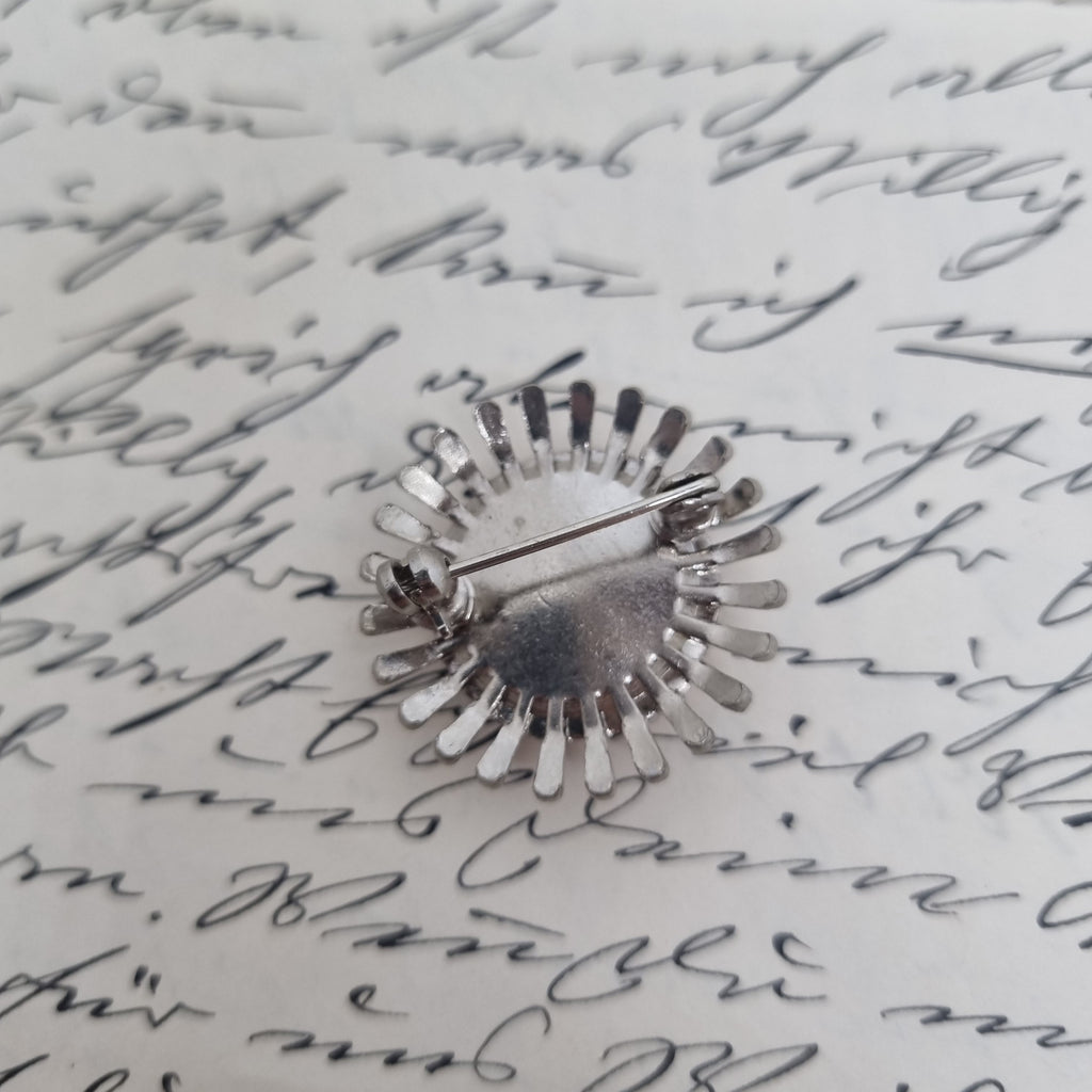 Einzigartige Vintage Brosche Antik 50er Jahre Silber Korallfarbend Marmoriert Retro