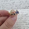 Horn Posaune Posthorn Vintage Brosche Antik 50er Jahre Gold Schwarz Strass