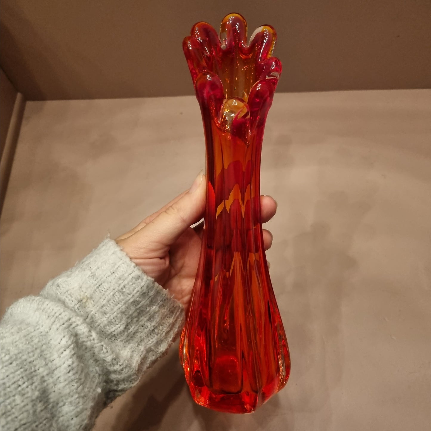 Retro Vintage Vase Orange Lava