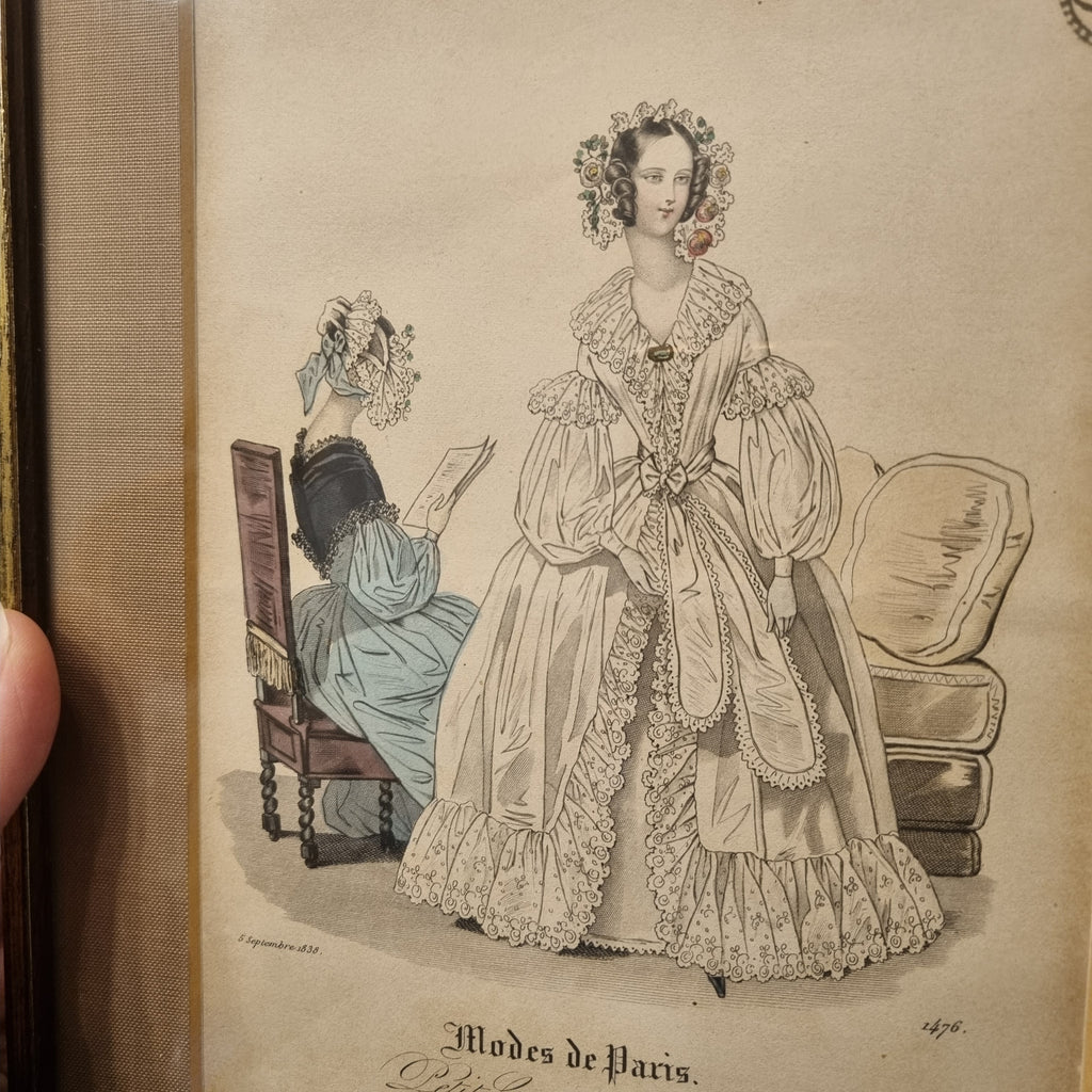 Antiker Modestich Paris 1838 - Stahlstich gerahmt hinter Glas