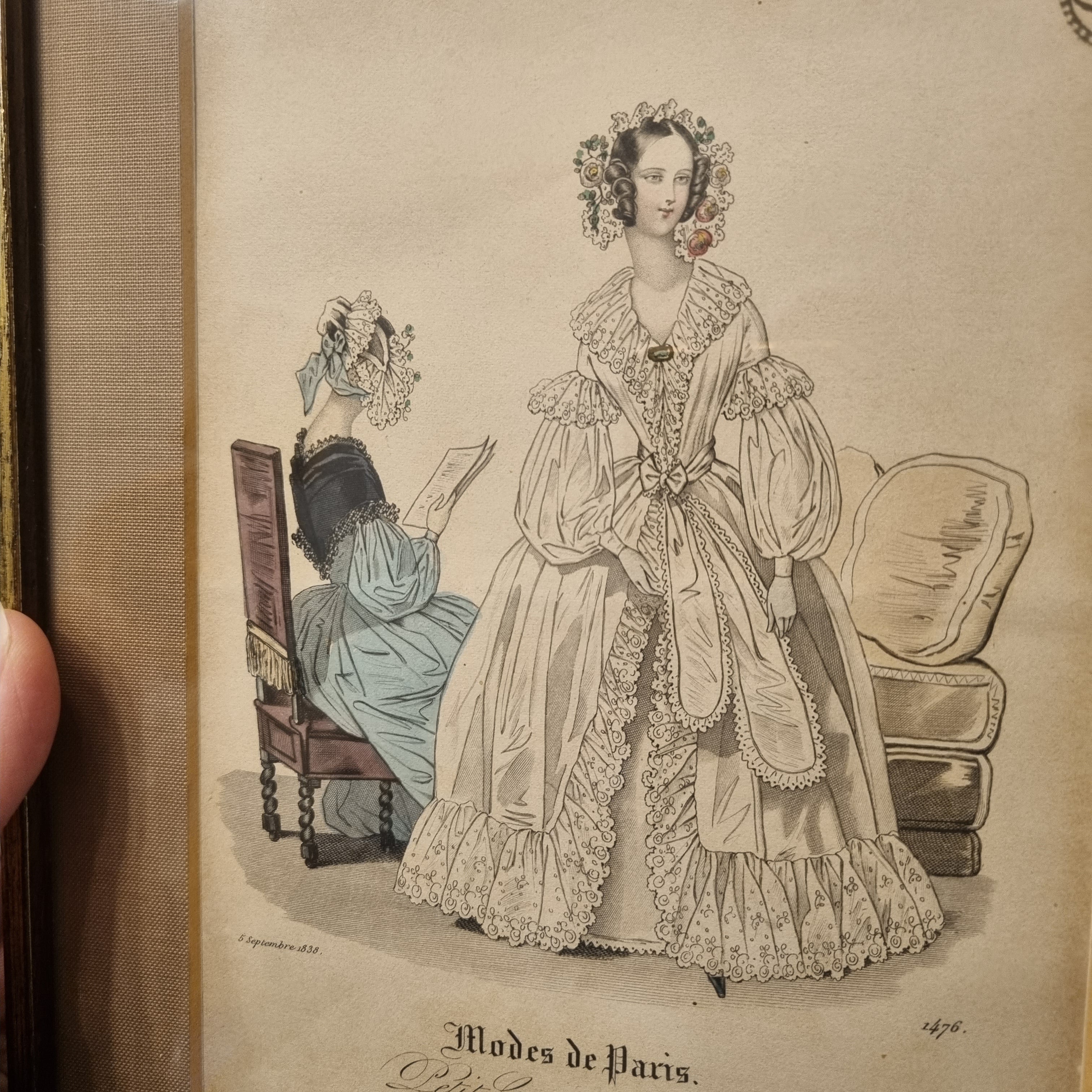 Antiker Modestich Paris 1838 - Stahlstich gerahmt hinter Glas