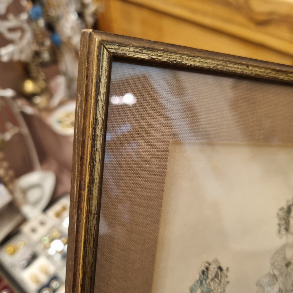 Antiker Modestich Paris 1838 - Stahlstich gerahmt hinter Glas