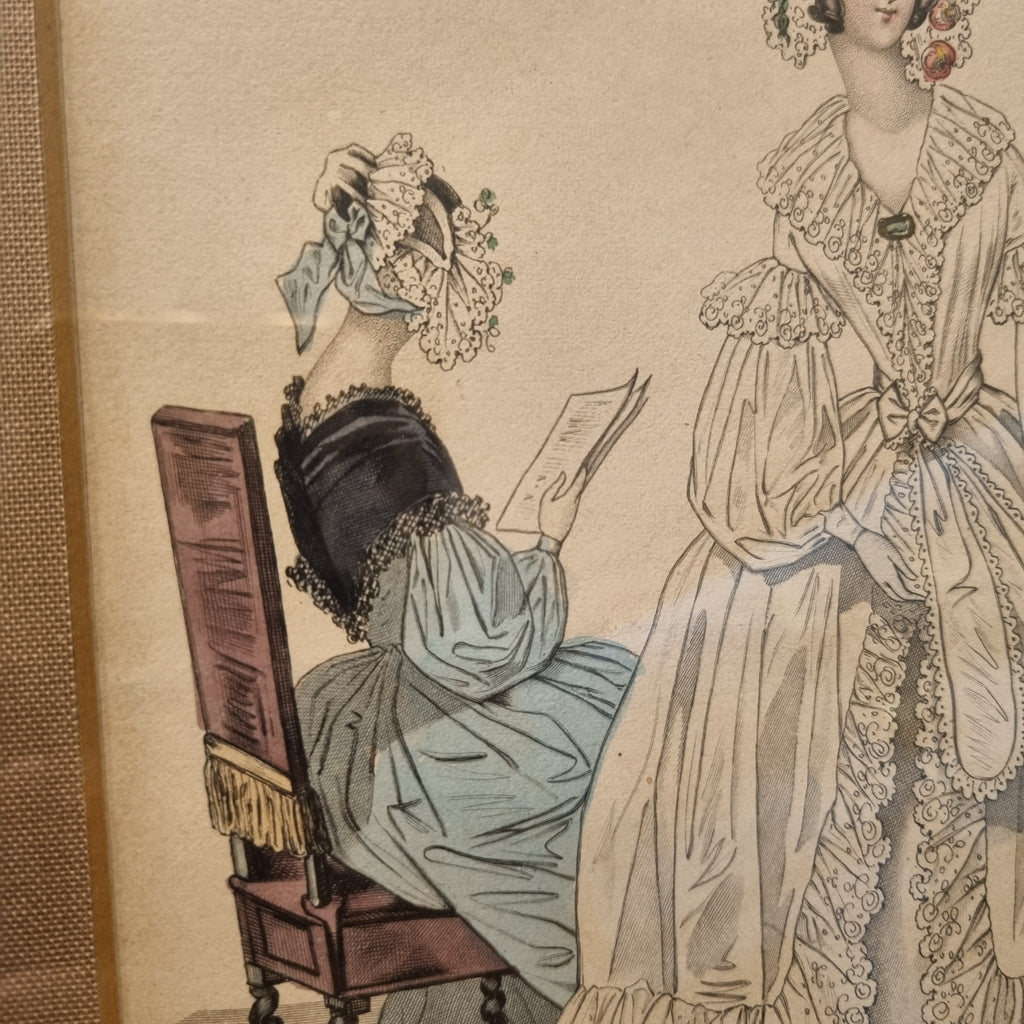 Antiker Modestich Paris 1838 - Stahlstich gerahmt hinter Glas