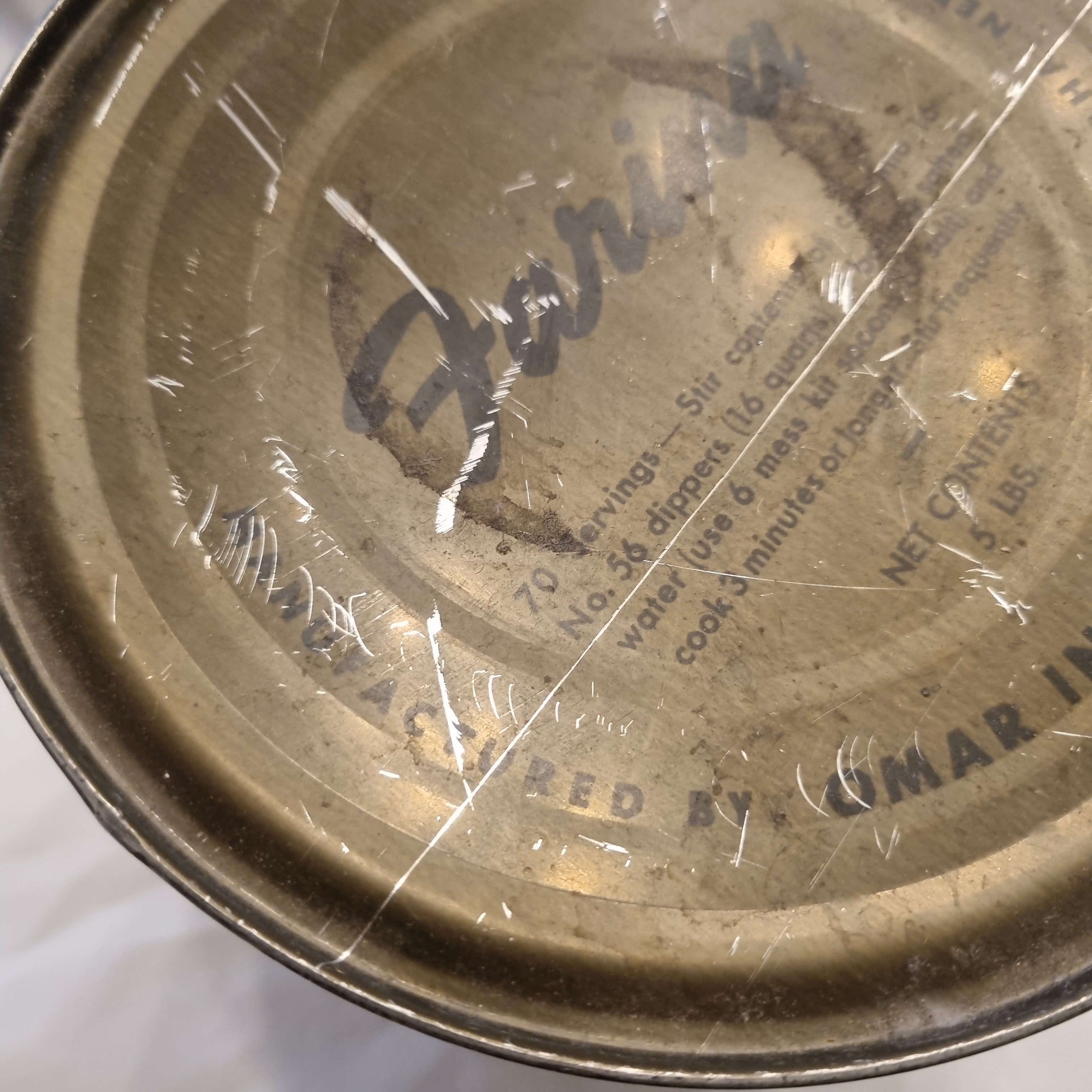 Antike Farina Dose mit INHALT! von Omar Incorporated Omaha, Nebraska Vintage Omar Flour Company Bean Pot Omaha Nebraska