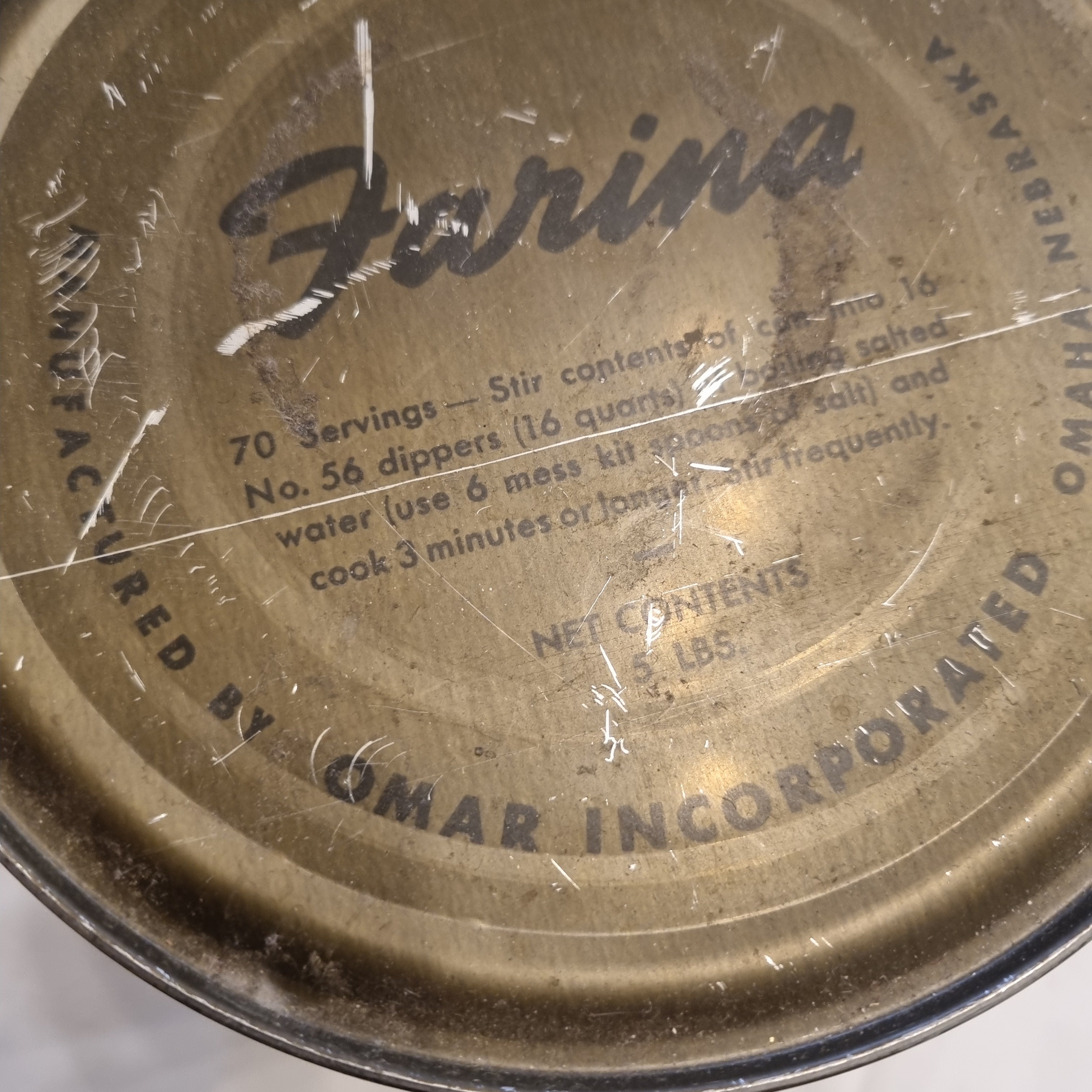 Antike Farina Dose mit INHALT! von Omar Incorporated Omaha, Nebraska Vintage Omar Flour Company Bean Pot Omaha Nebraska