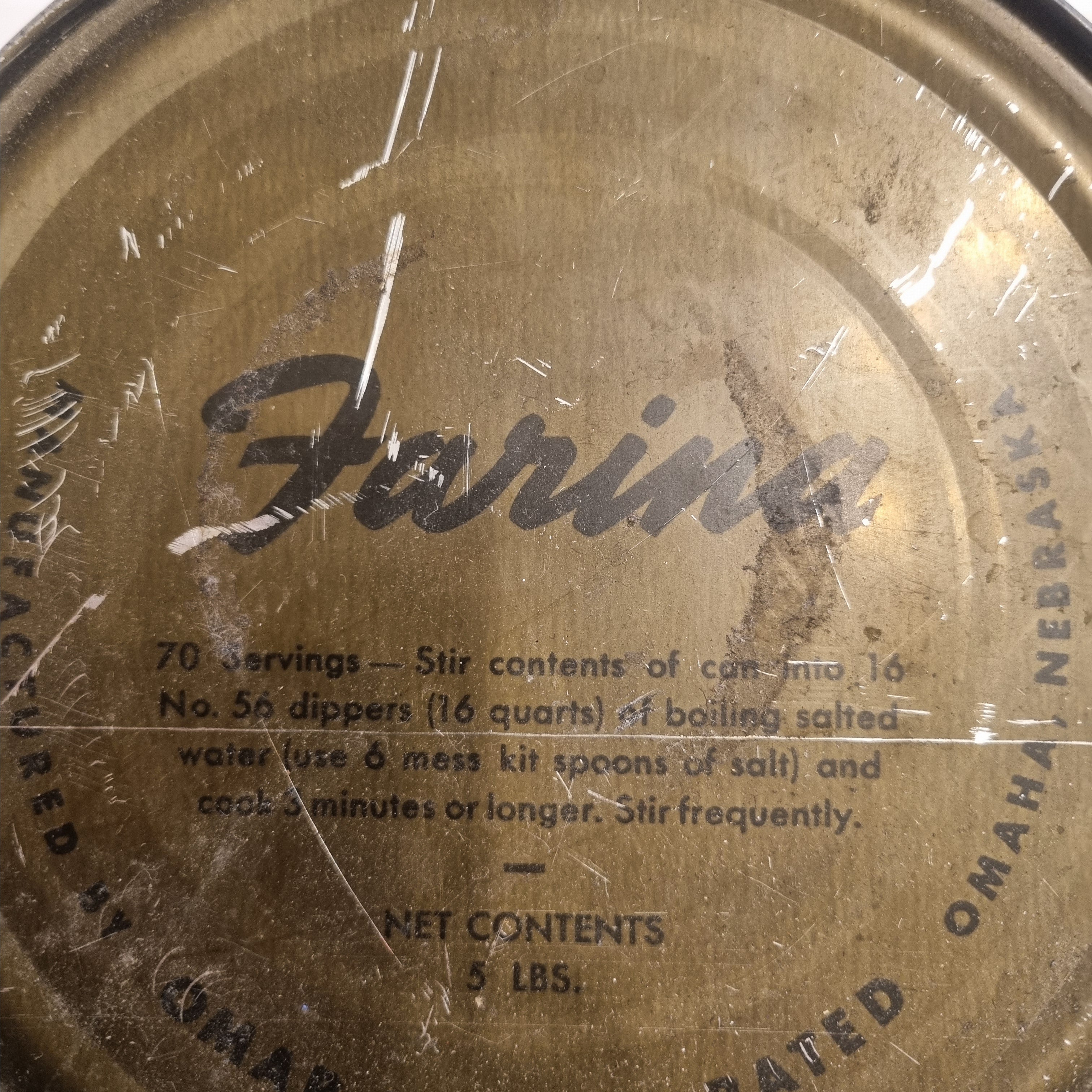 Antike Farina Dose mit INHALT! von Omar Incorporated Omaha, Nebraska Vintage Omar Flour Company Bean Pot Omaha Nebraska