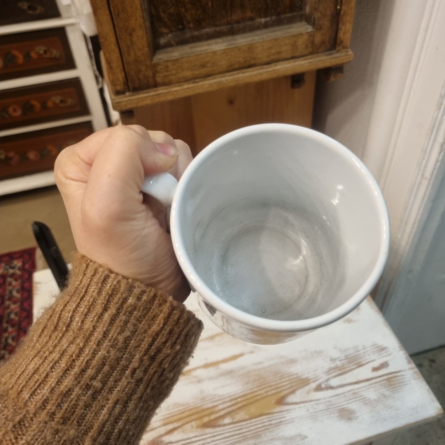 Große Porzellan Tasse "Föhrer Gott"Echt Kobalt Germany Rösler Pott Kaffee Tee