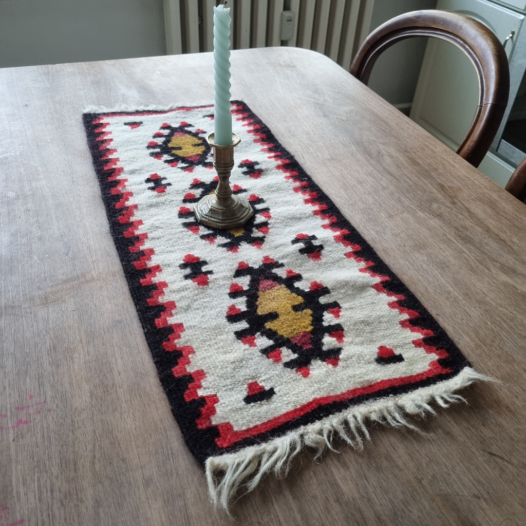 Retro Wandteppich / Läufer Wolle Kelim 28x 66cm 🤍