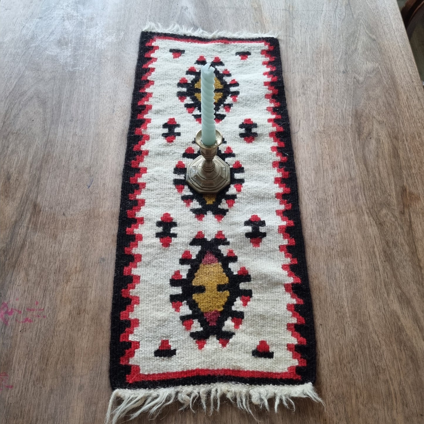 🤍Retro Läufer Tischläufer Wandteppich Wolle 28x 66cm