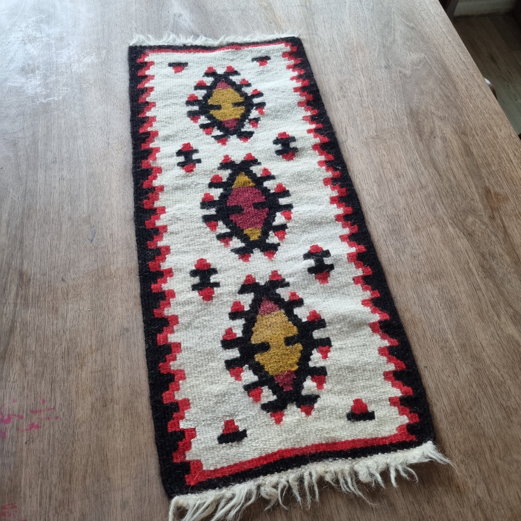 Retro Wandteppich / Läufer Wolle Kelim 28x 66cm 🤍