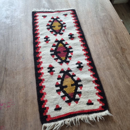 Retro Wandteppich / Läufer Wolle Kelim 28x 66cm 🤍