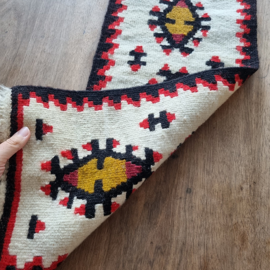 Retro Wandteppich / Läufer Wolle Kelim 28x 66cm 🤍
