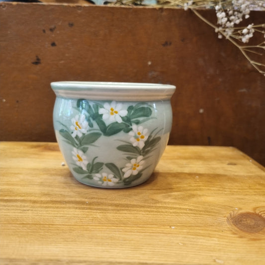 Handbemalte süßer Keramik Topf Pflanzen Gänseblümchen Vintage