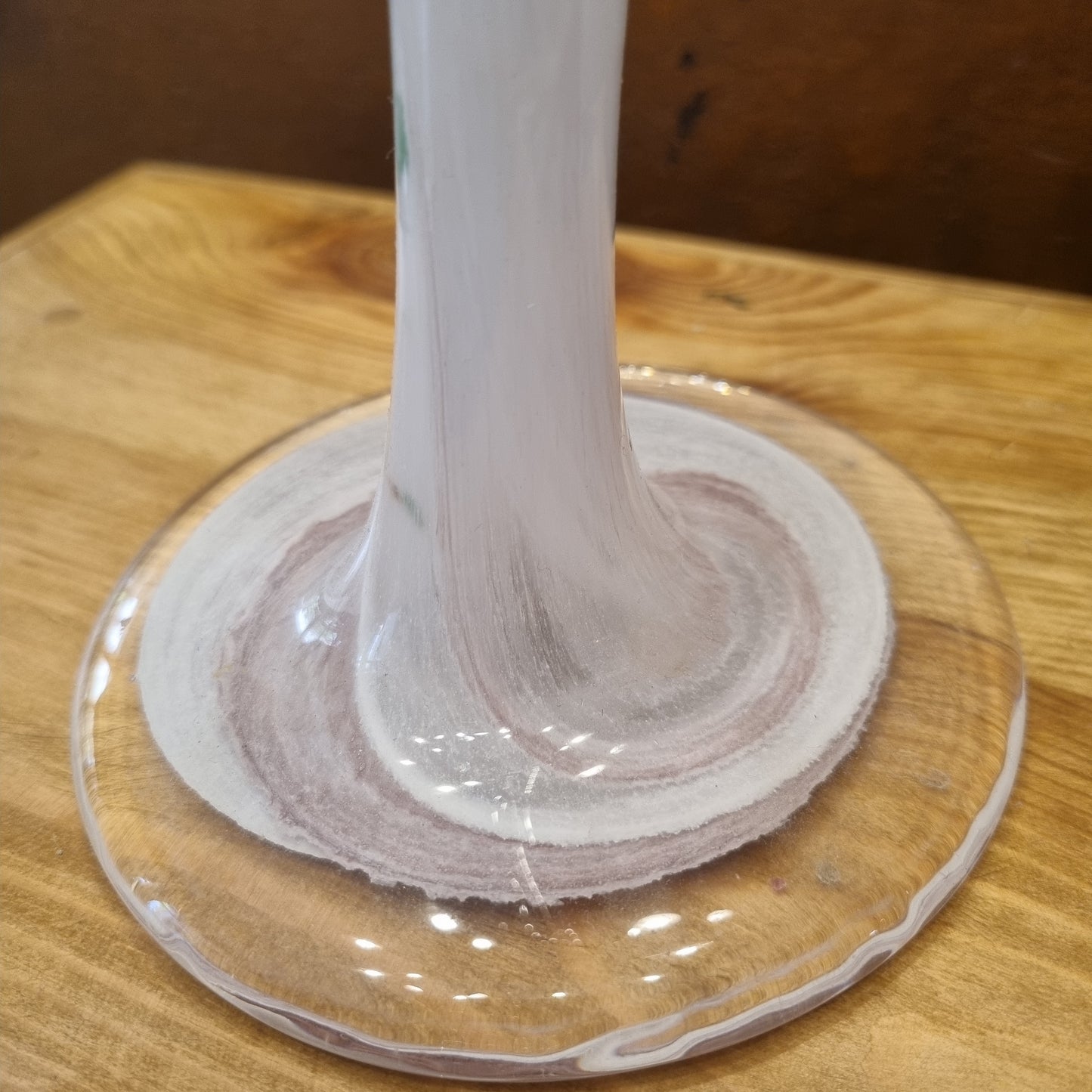 Kunstglas Vintage Retro Glas Vase rosa weiß