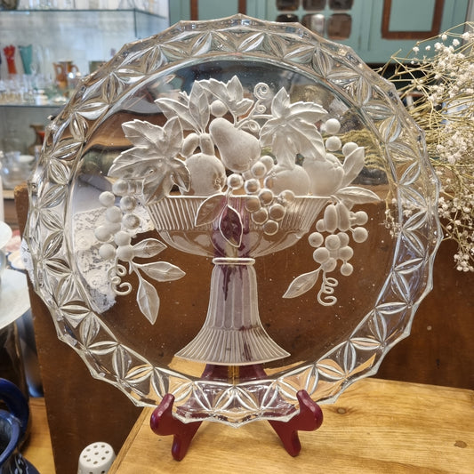 Alte Vintage Kristall Glas Schale Teller Obstschale Deko Blumen Obstteller