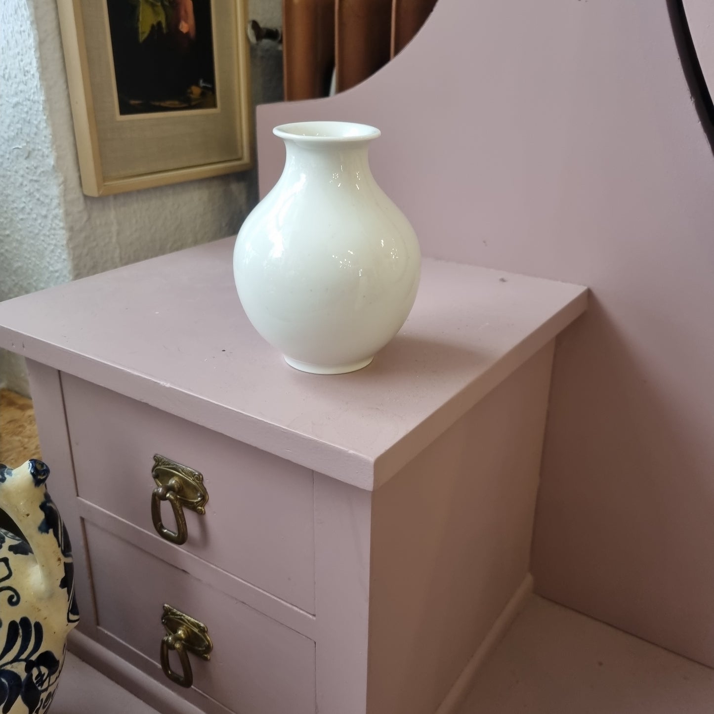 Alte kleine Porzellan Vase Kaestner Saxonia weiß