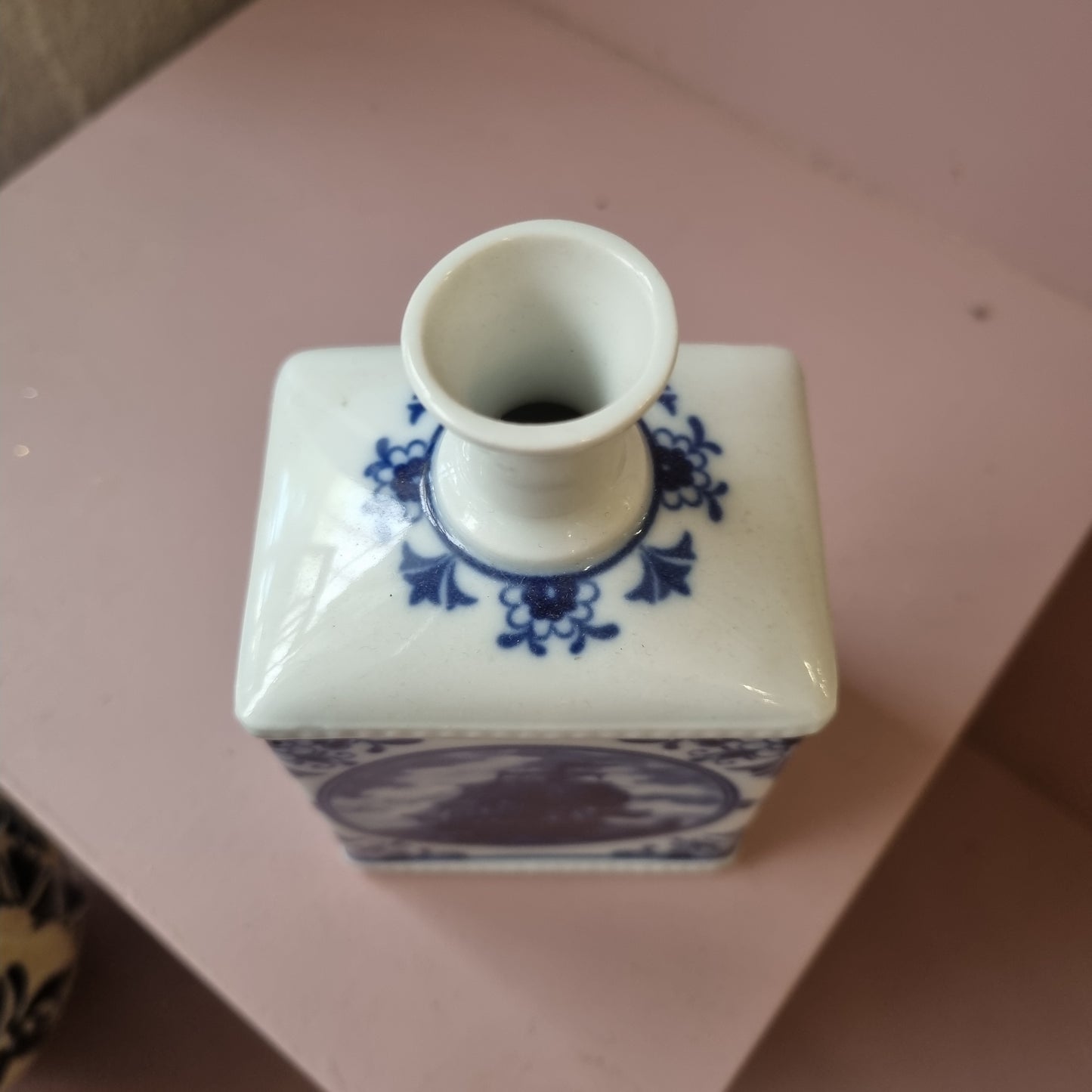 Alte Porzellan Vase Echt Kobalt Fine China Lichte Schiffsmotiv Mühle Hafen