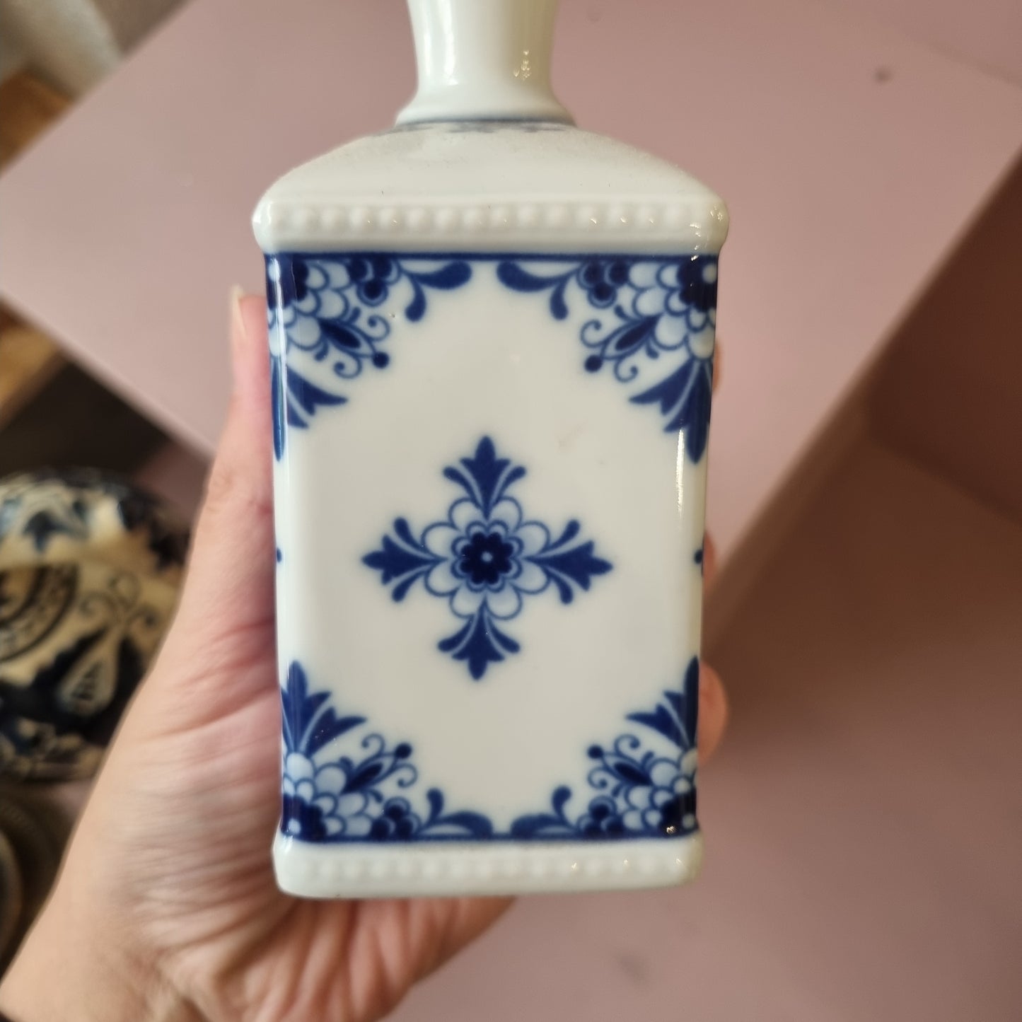 Alte Porzellan Vase Echt Kobalt Fine China Lichte Schiffsmotiv Mühle Hafen