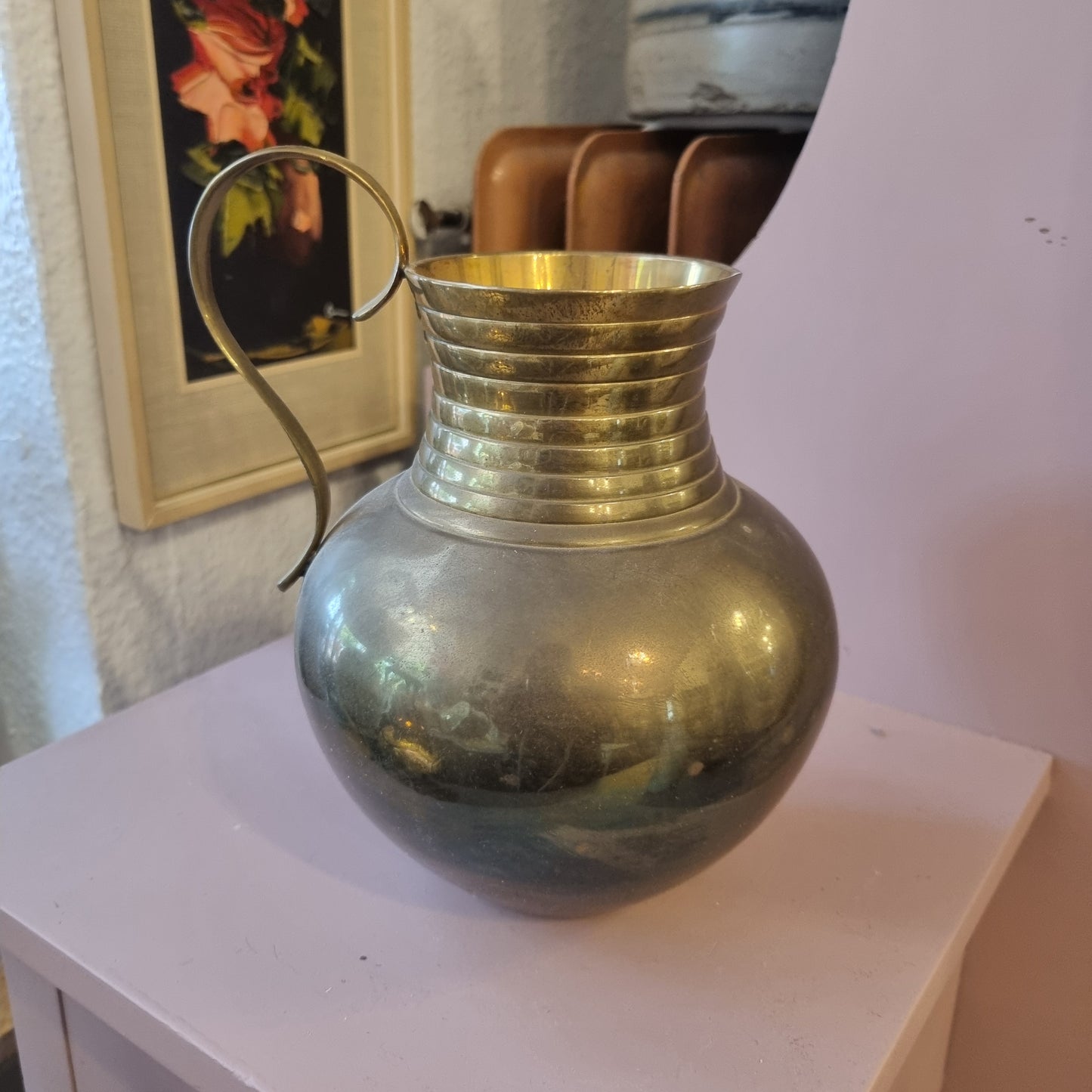 Alte Messing Vase mit Henkel