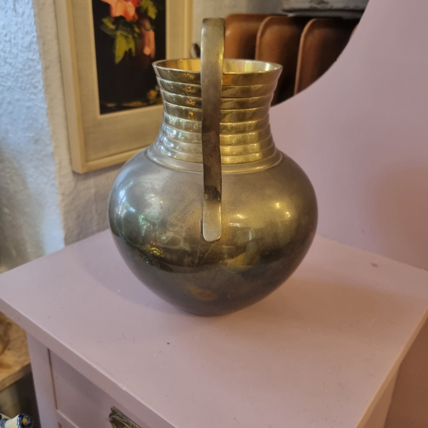 Alte Messing Vase mit Henkel