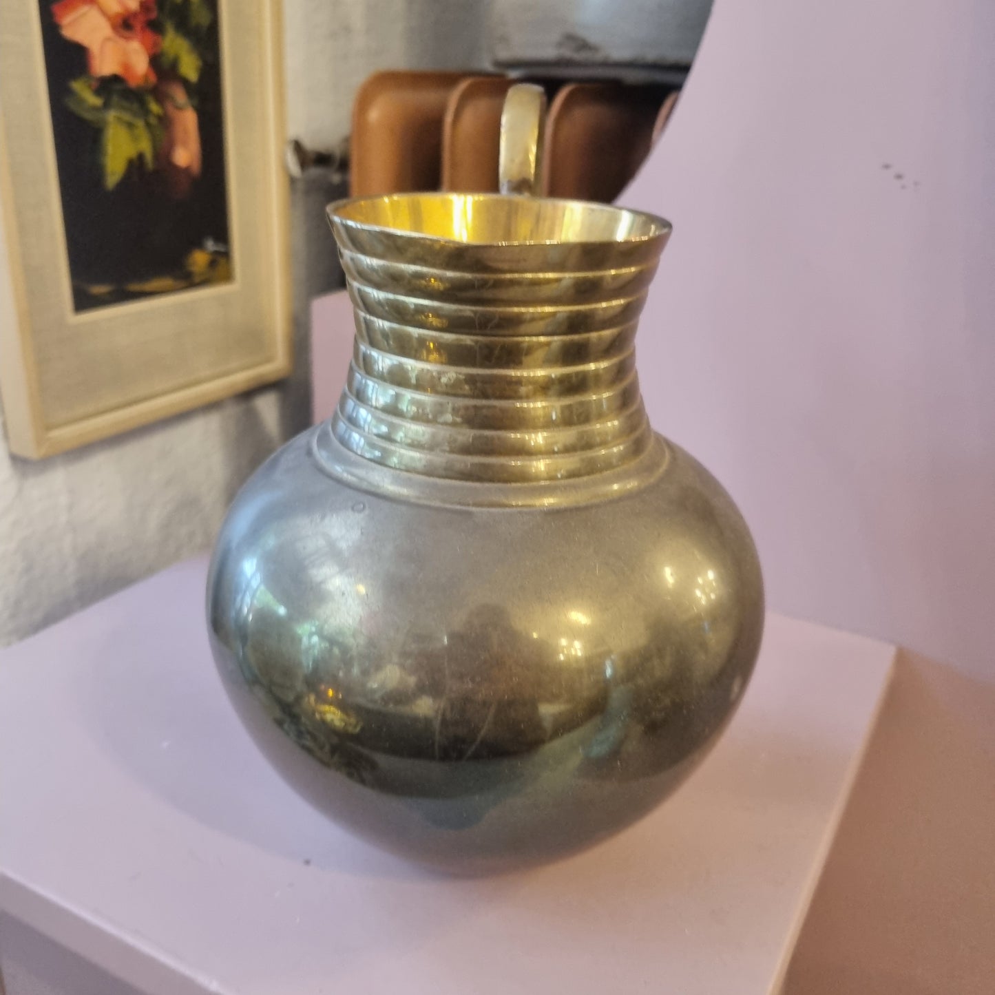 Alte Messing Vase mit Henkel