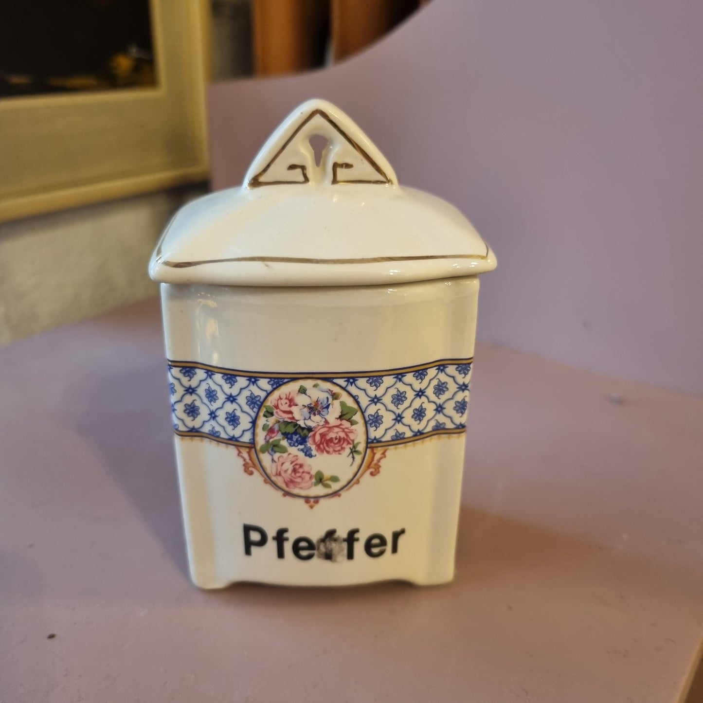 Kleine Vintage Vorratsdose Nelken oder Pfeffer Art Deco Stil 50er Jahre