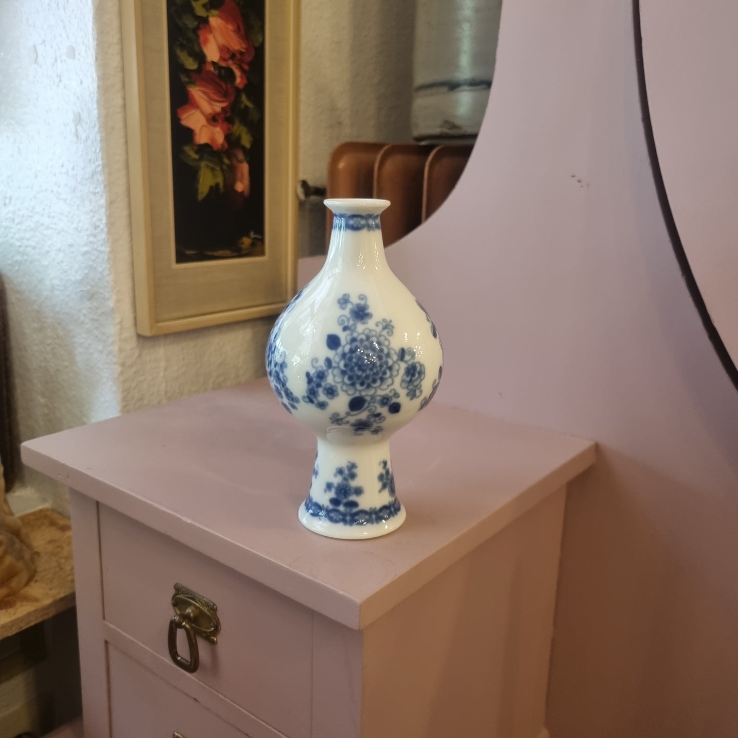 Antike Wallendorfer Porzellan Vase weiß blau Echt Cobalt