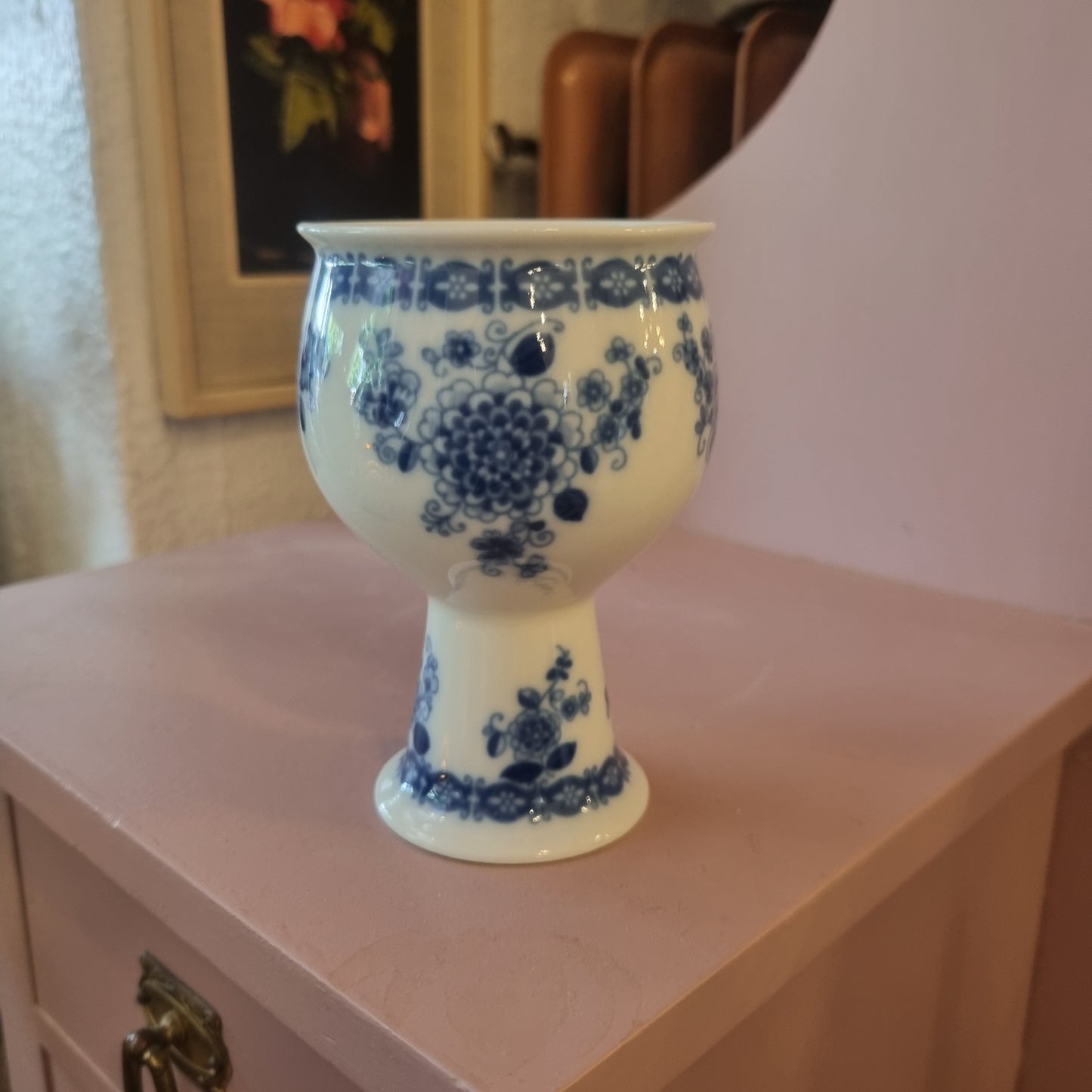 Antikes Wallendorfer Porzellan Vase weiß blau Echt Cobalt