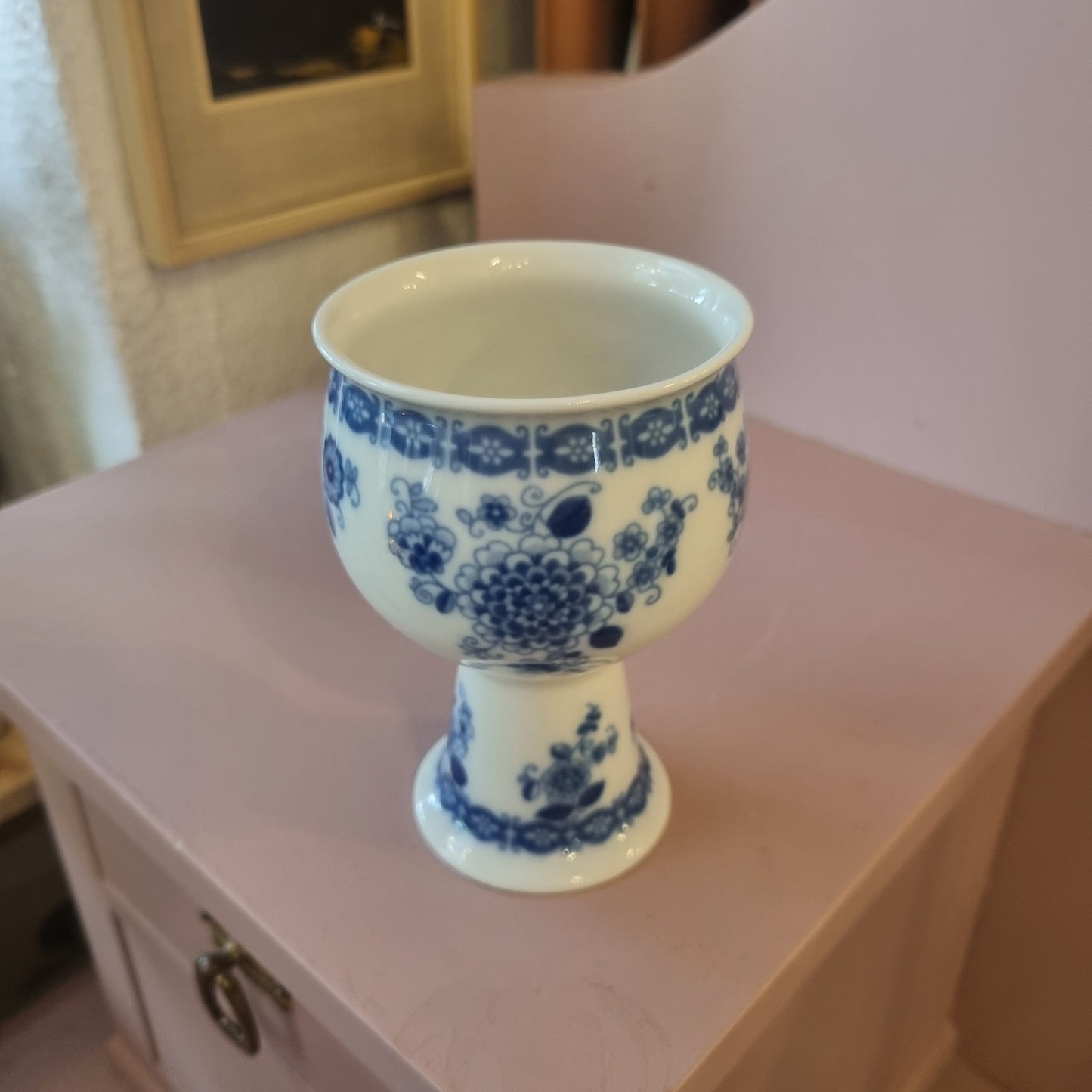 Antikes Wallendorfer Porzellan Vase weiß blau Echt Cobalt