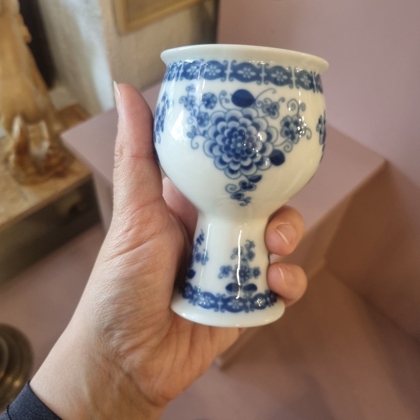 Antikes Wallendorfer Porzellan Vase weiß blau Echt Cobalt