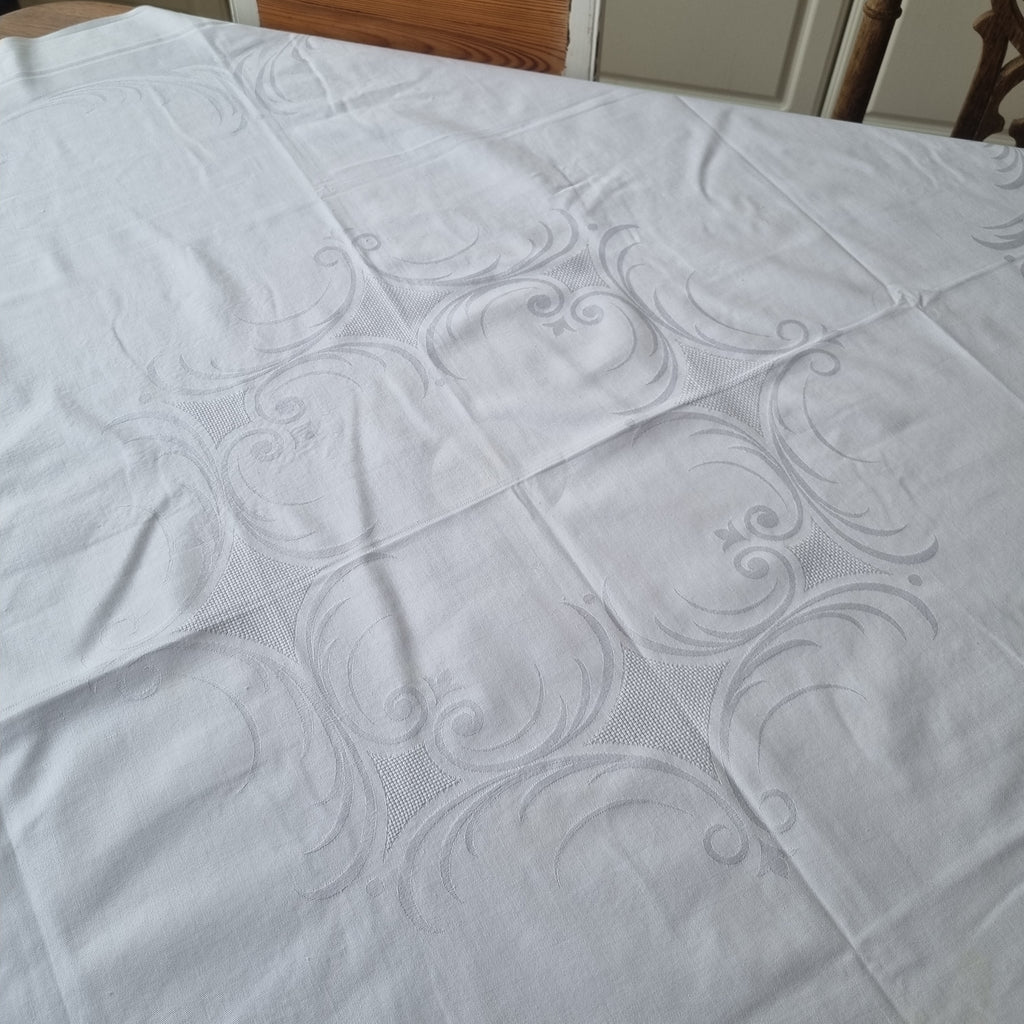 Vintage Tischdecke weiß 125x125cm Landhaus 🤍