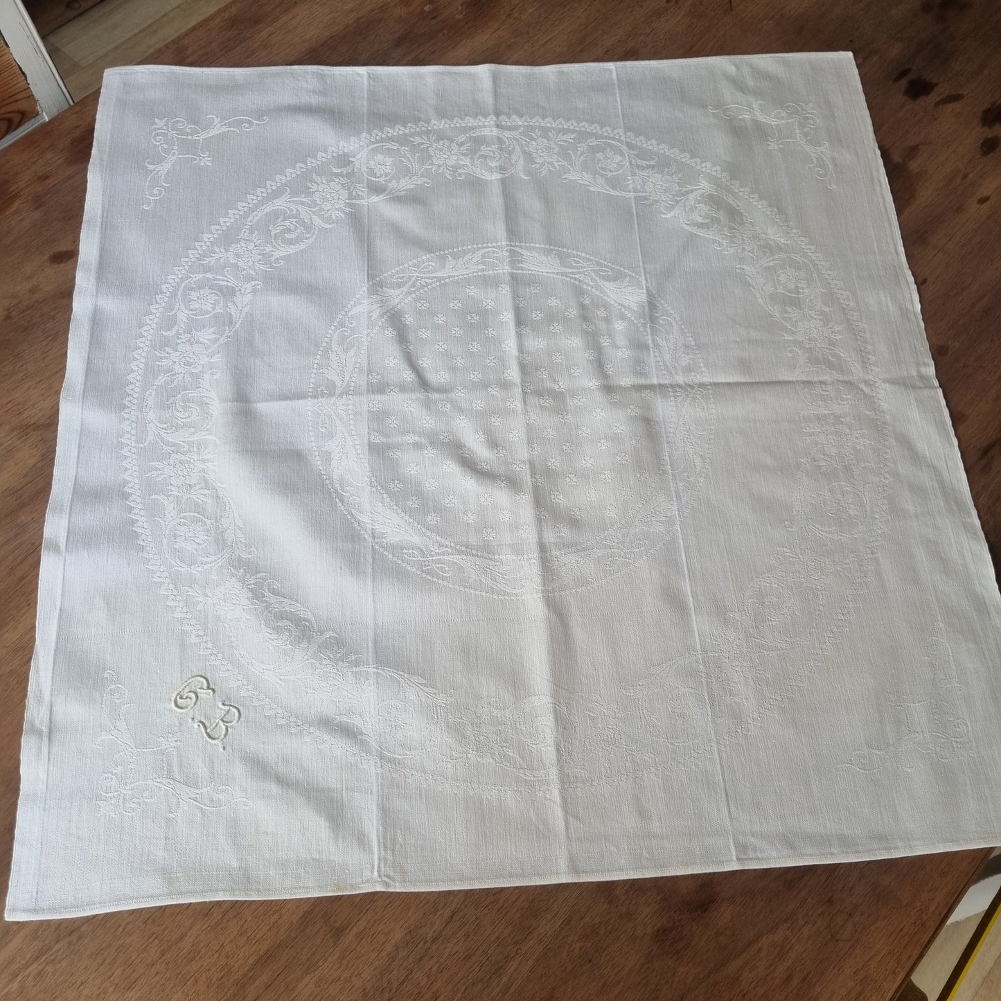 🤍Antike Baumwolle Serviette oder Mitteldecke 63x63cm mit Monogramm G.B. Landhaus French