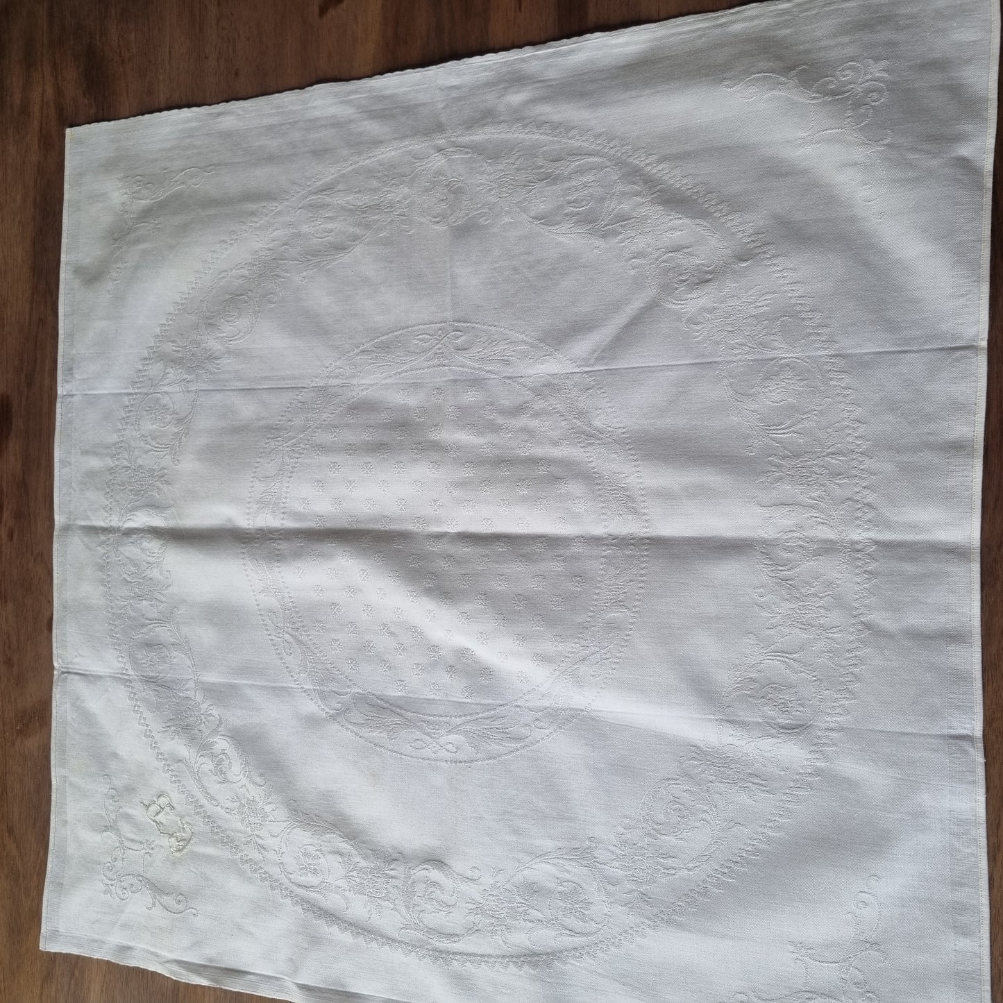 🤍Antike Baumwolle Serviette oder Mitteldecke 63x63cm mit Monogramm G.B. Landhaus French