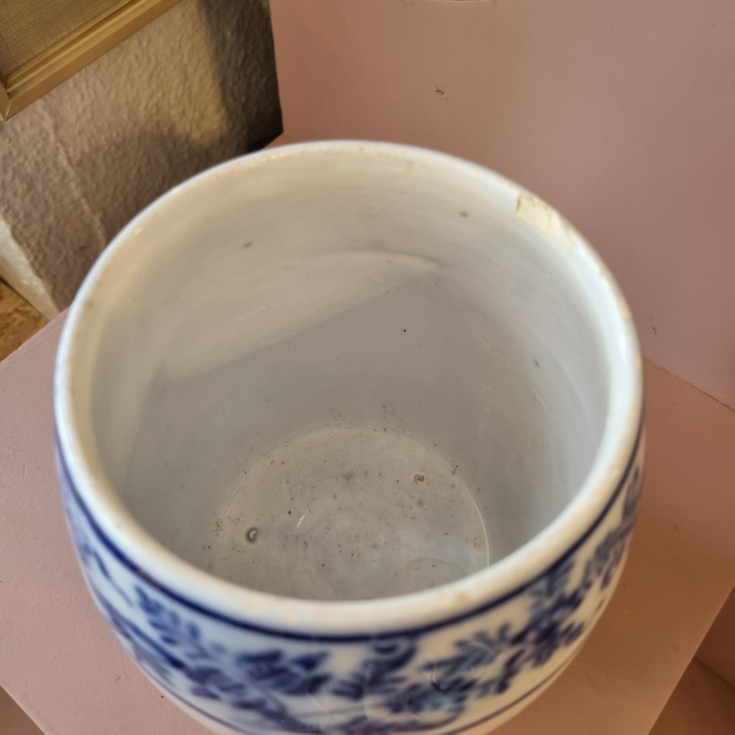 Antiker Kaffeetopf Porzellan Zwiebelmuster blau weiß (Beschädigung siehe Bilder)