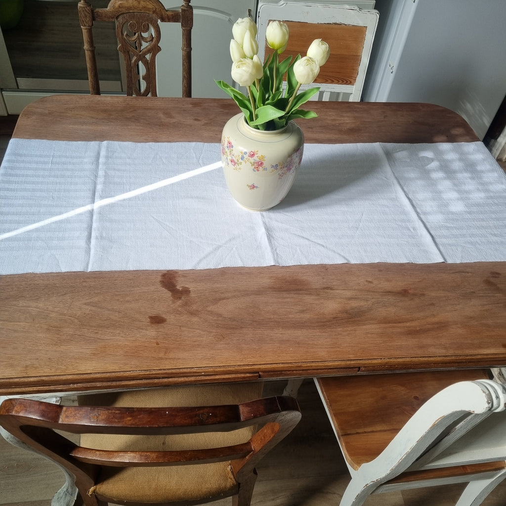 Antikes gestreiftes Geschirrtuch oder auch Tischläufer Leinen Baumwolle 140x40cm