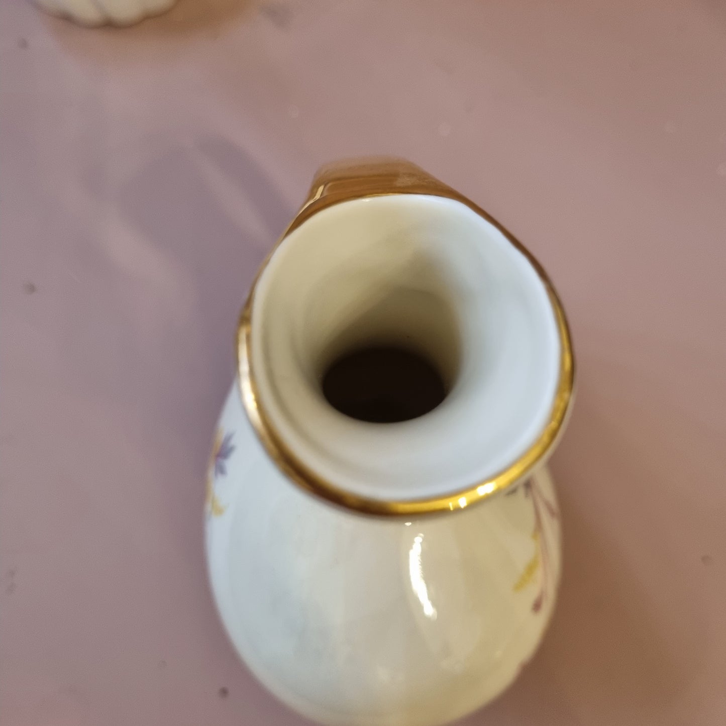 Antike Alka Kunst Bavaria Vase Porzellan 50er Jahre Elfenbeinfarbe mit Blumenmalerei