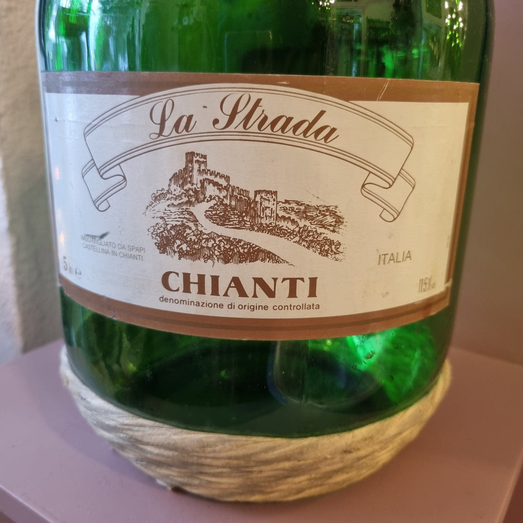 Großer grüner Chanti Weinballon Weide Vintage Dekoration