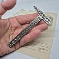 50er Jahre große Antik Brosche Werkzeug Modeschmuck silber Strasssteine Hammer Handwerker
