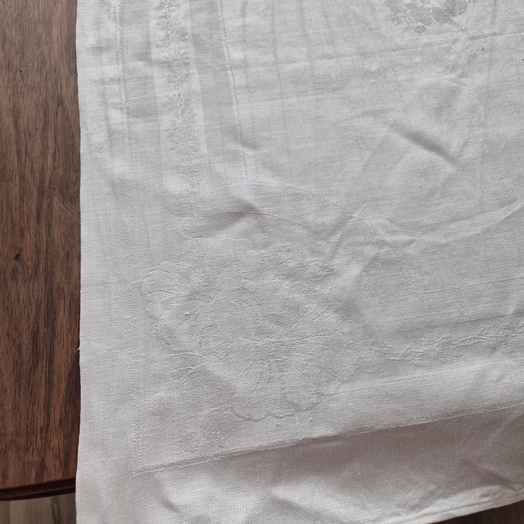 Antikes Jugendstil Küchen- & Geschirrhandtuch weiß Damast Baumwolle 54x125cm 🤍
