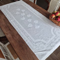 Antikes Jugendstil Küchen- & Geschirrhandtuch weiß Damast Baumwolle 54x125cm 🤍