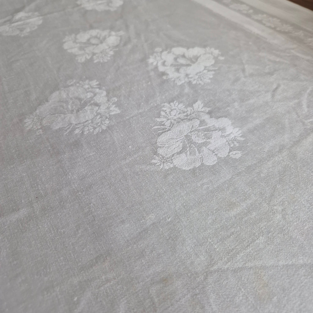 Antikes Jugendstil Küchen- & Geschirrhandtuch weiß Damast Baumwolle 54x125cm 🤍